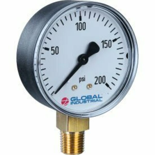 Wika Instrument Global Industrial„¢ 2-1/2" Pressure Gauge, 200 PSI, 1/4" NPT LM, Plastic 52925661